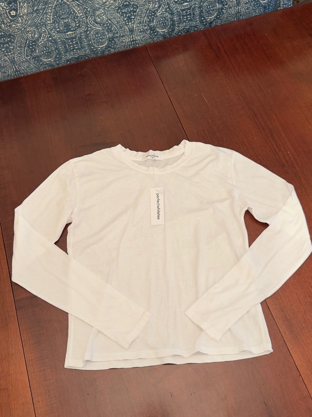 perfectwhitetee Women's White Long Sleeve Crew Neck Tee